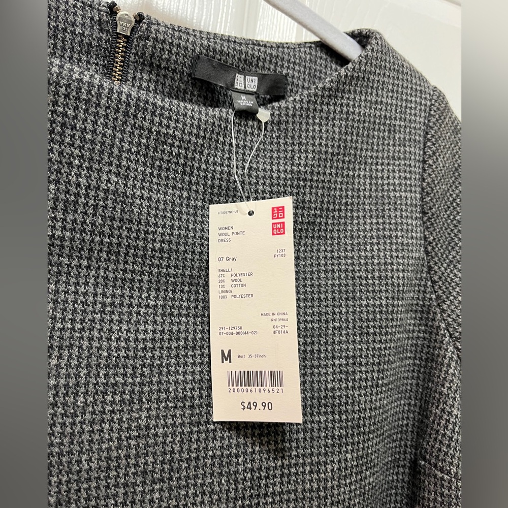 NEW Uniqlo Gray Houndstooth Ponte Dress - Picture 2 of 5